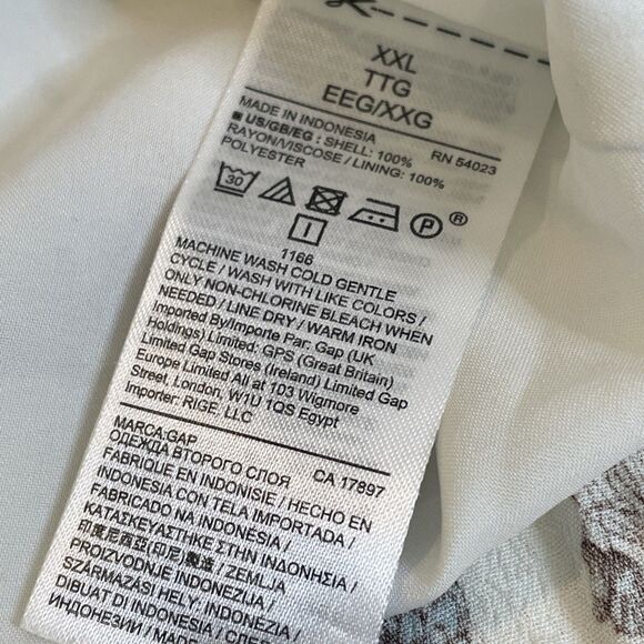 GAP Size XXL Floral Wrap Dress Ruffle 3/4 Sleeve Flowers 2X White V Neck - Picture 10 of 11